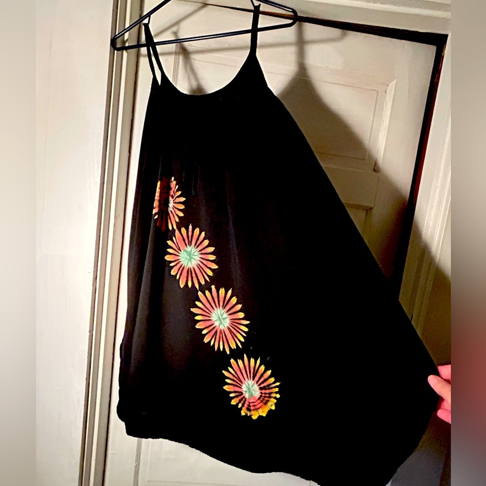 Black swimsuit cover-up with colorful flower print size large